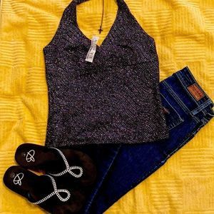 Eye Candy NWT multi colored sparkly halter top